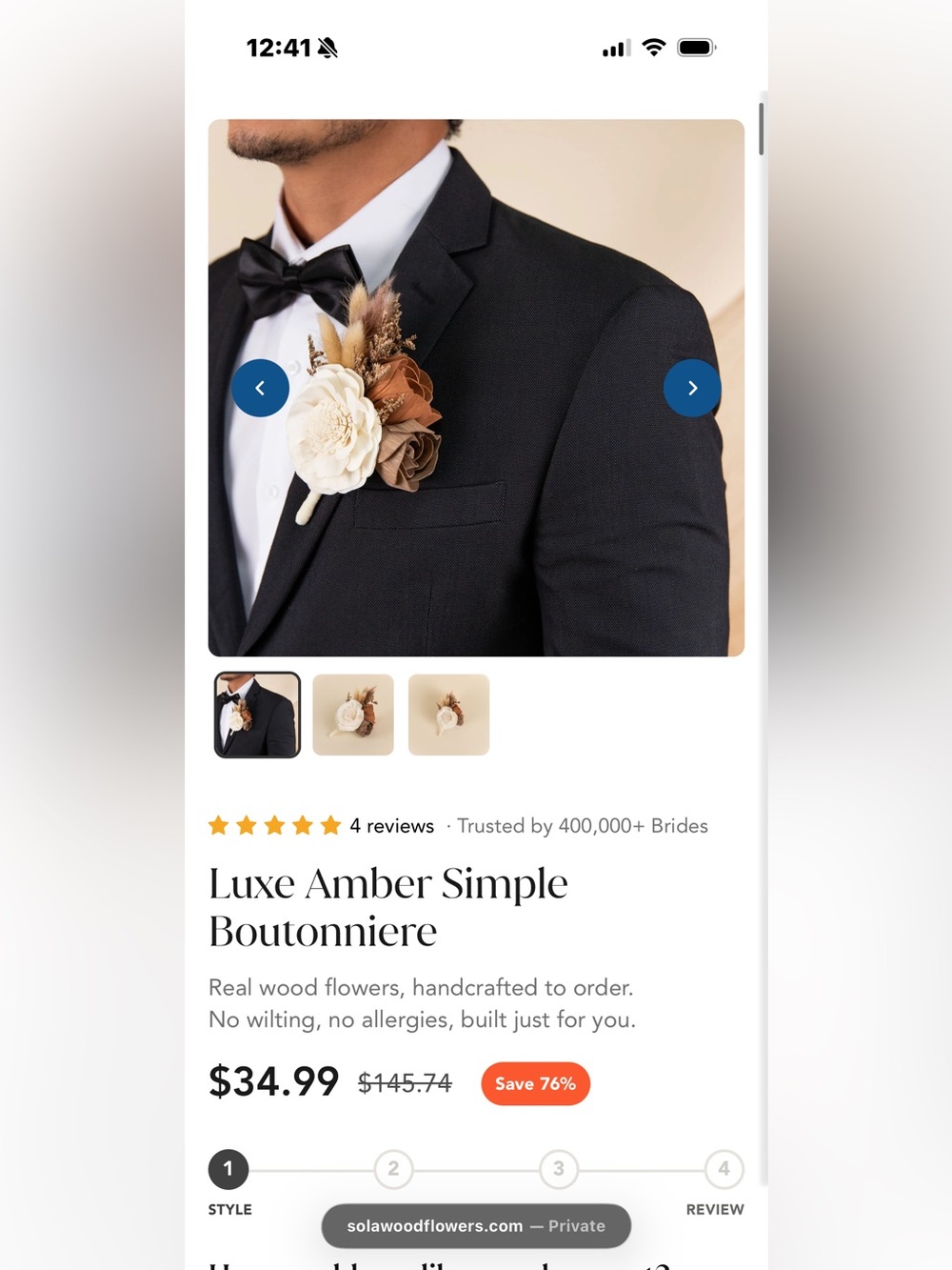 Sola Wood Flowers Luxe Amber Simple
Boutonniere